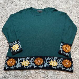 Incalpaca TPX Grupo Inca Baby Alpaca Sweater Floral Peru Womens Medium
